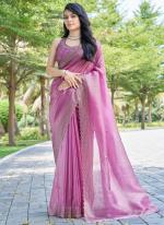 Sattin Silk Pink Wedding Wear Hand Work Saree